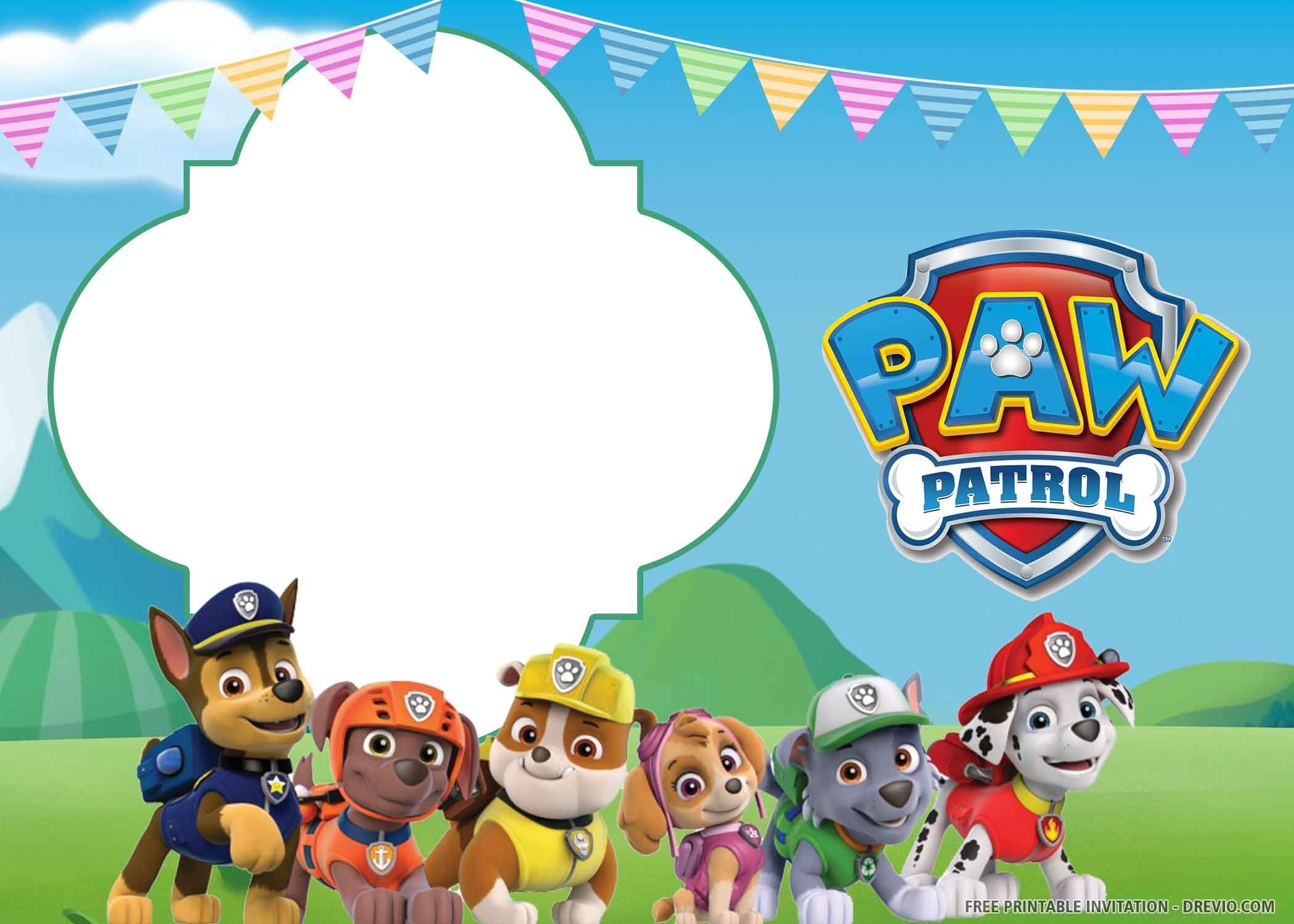 Downloadable Editable Paw Patrol Birthday Invitation Template Free