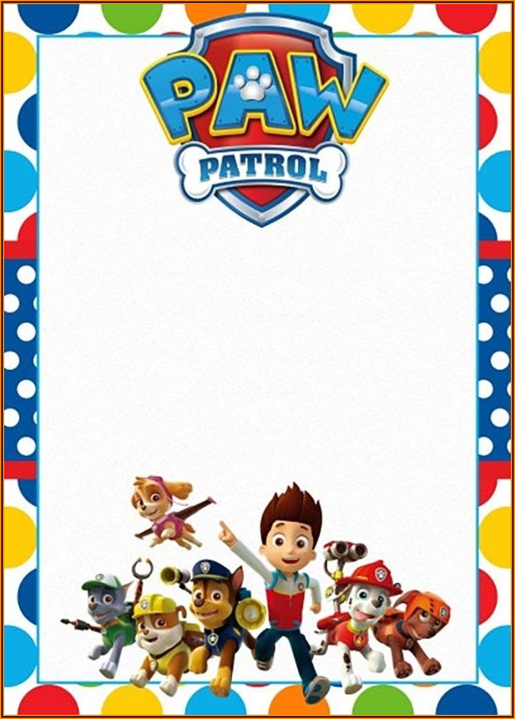 Downloadable Editable Paw Patrol Birthday Invitation Template Free 