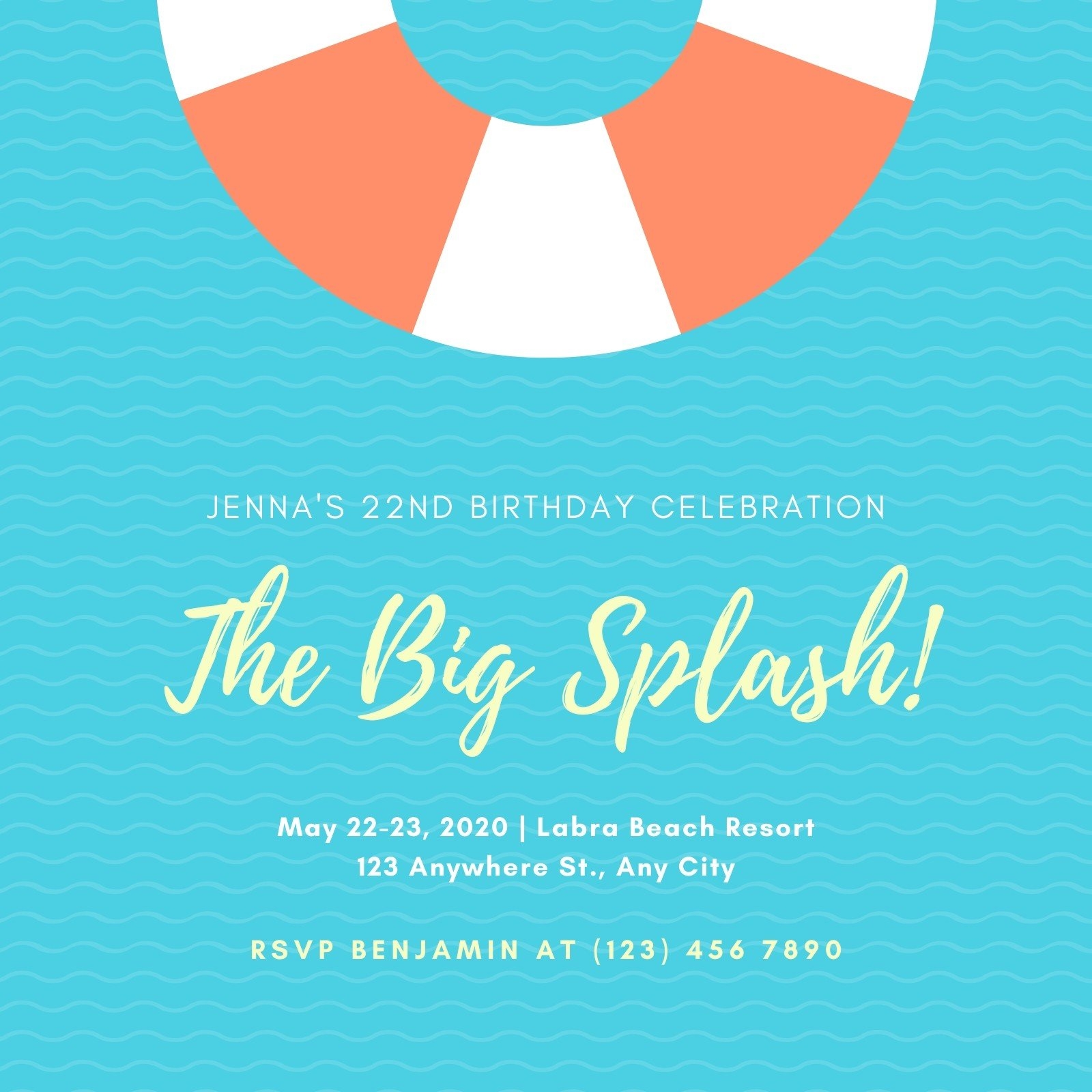 downloadable pool party invitation template