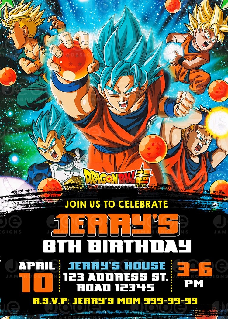 dragon ball z birthday invitation template