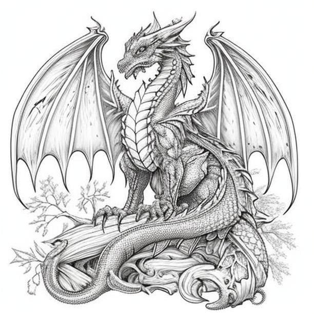 Dragon Drawing On Wood