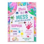 Dress For A Mess Painting Party Art Girl Birthday Invitation Zazzle