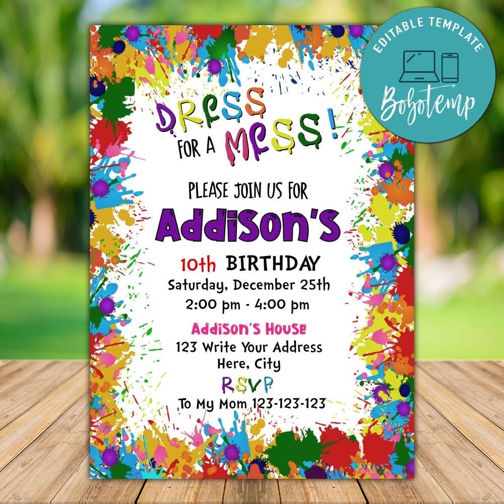 Dress For A Mess Party Invitation Template Free