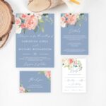 Dusty Blue Wedding Invitation Free Template