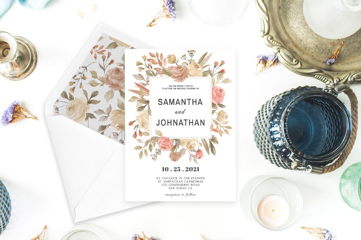 Dusty Rose Wedding Invitation Template Free Download
