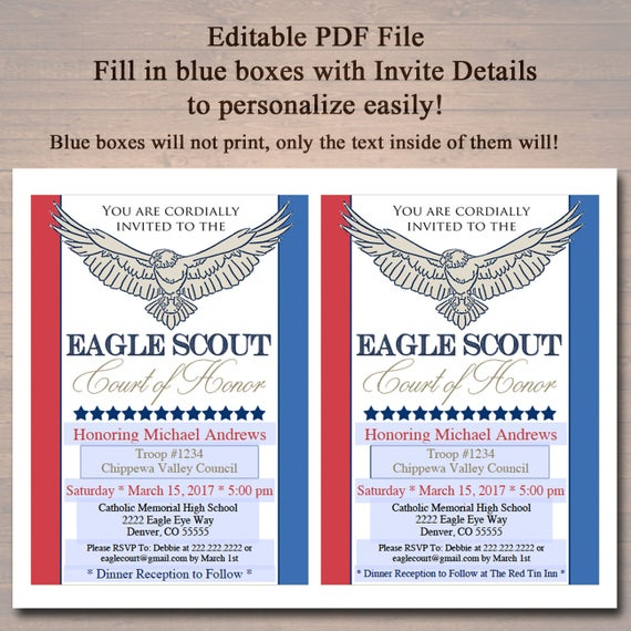Eagle Scout Invitations Template Free Printable Word Searches