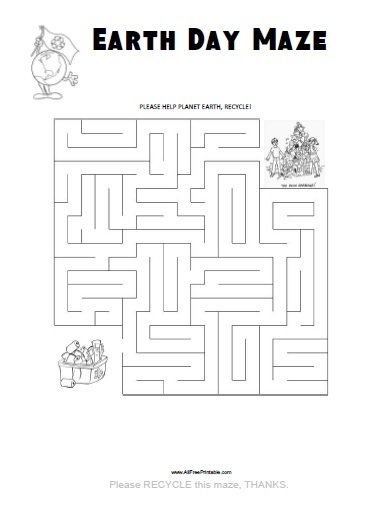 Earth Day Maze Free Printable