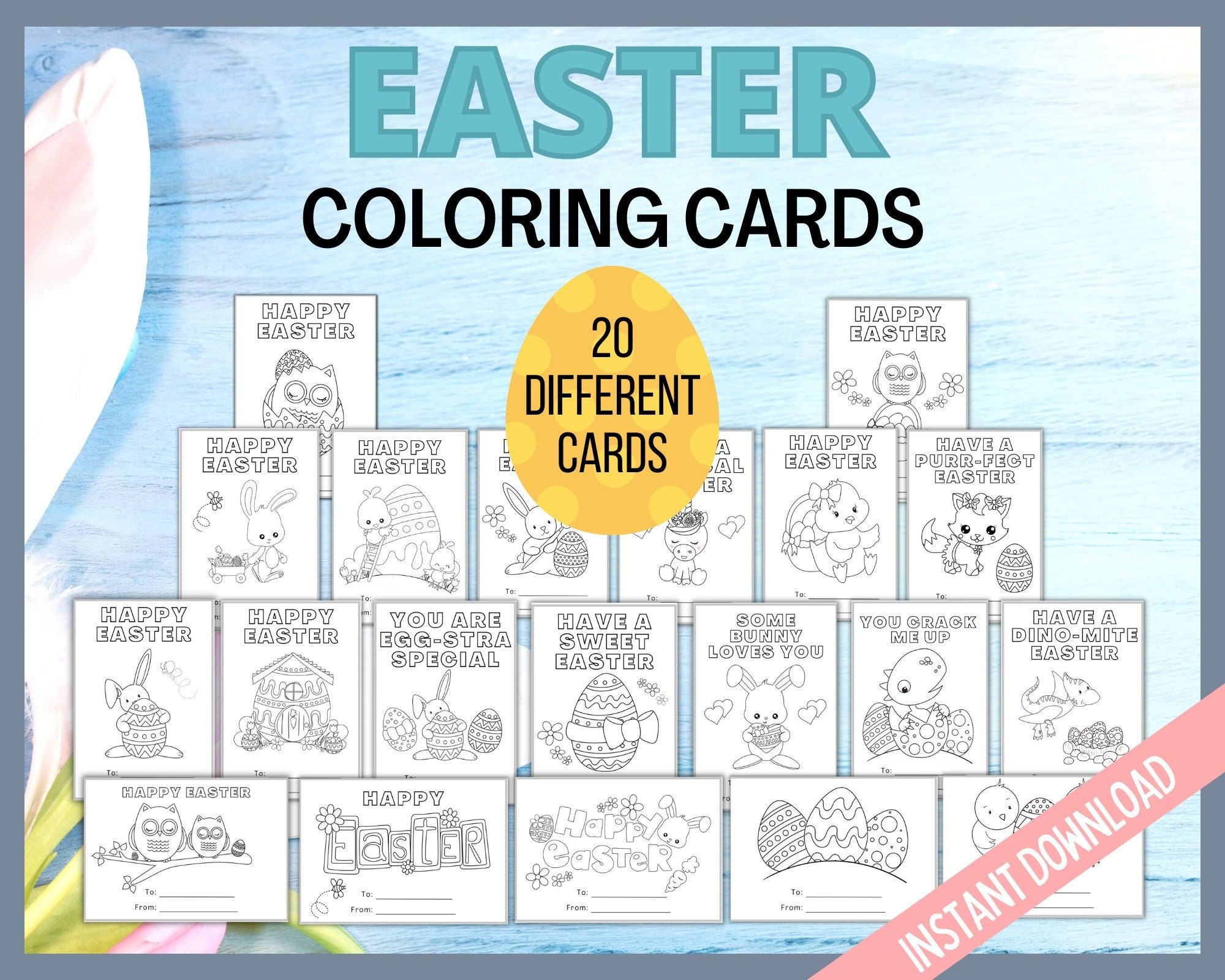 Easter Coloring Cards Printable Easter Cards Kids Easter Cards 