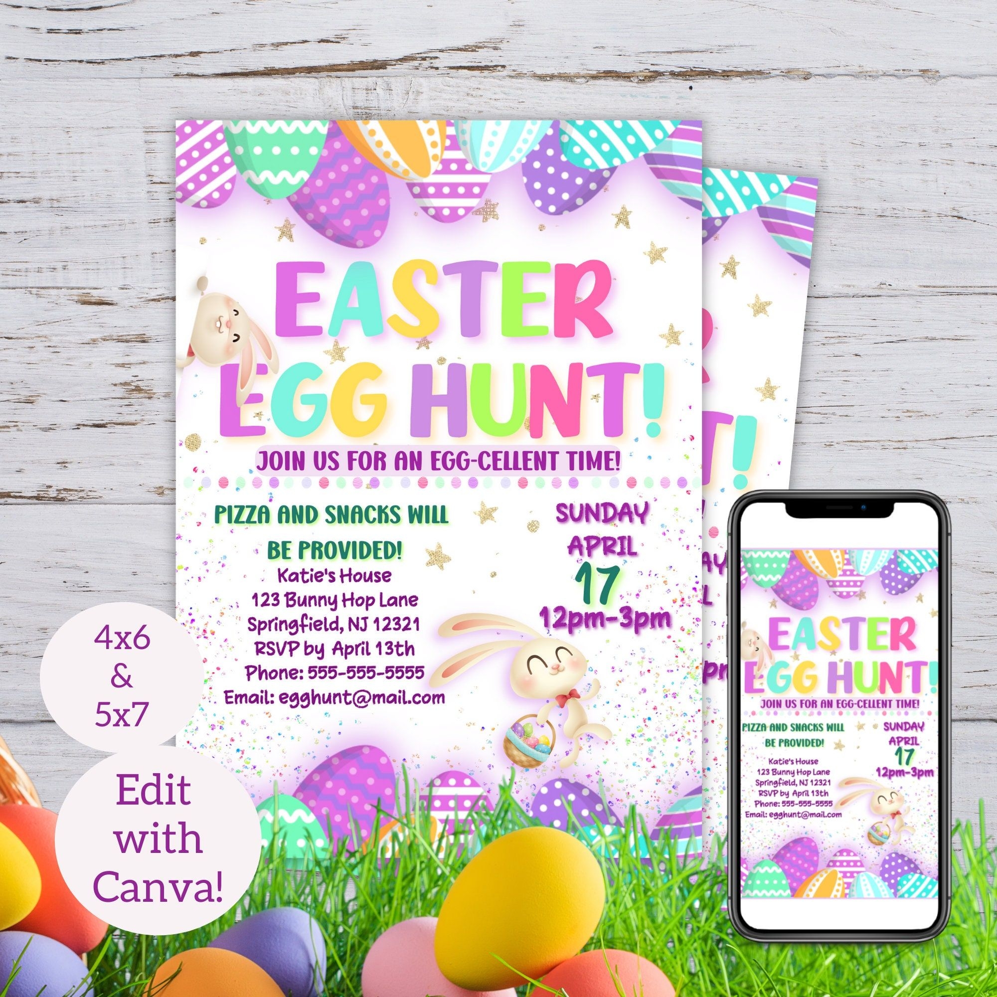 Easter Egg Hunt Invitation Editable Easter Invitation Fully Editable 