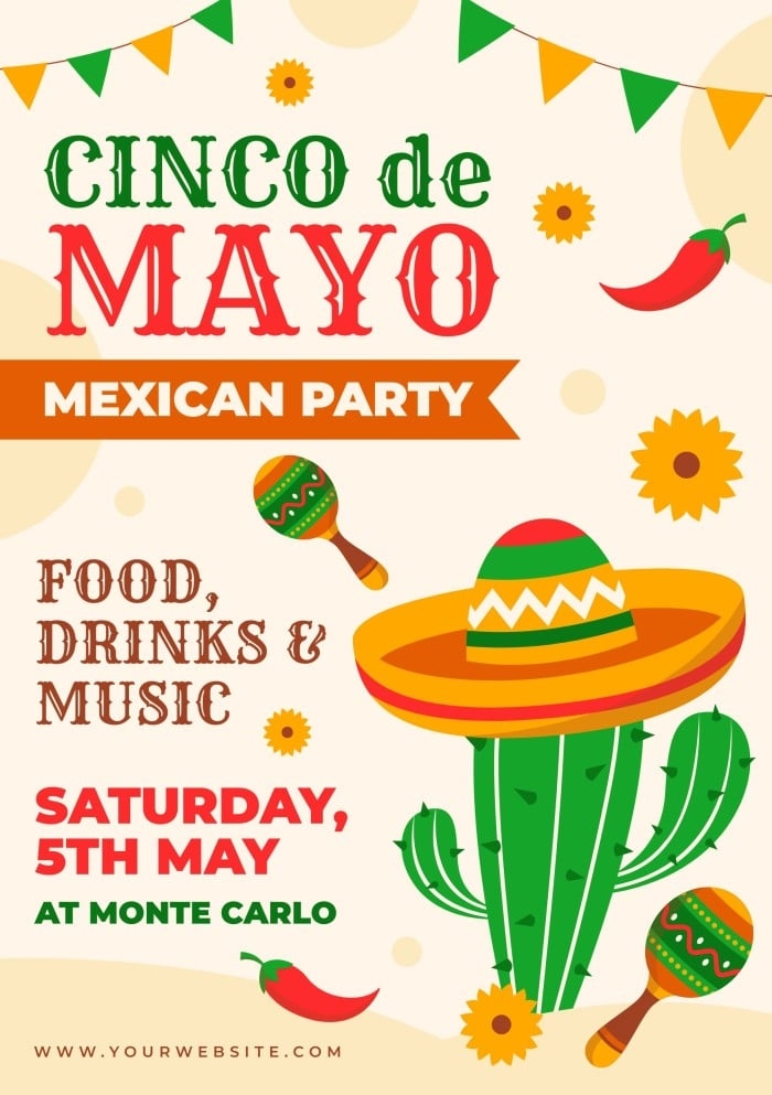Edit This Colorful Flat Cinco De Mayo Mexican Party Invitation Design 