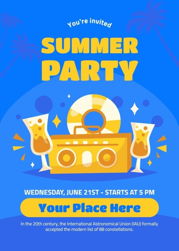Edit This Hand drawn Summer Club Party Invitation Ready made Template