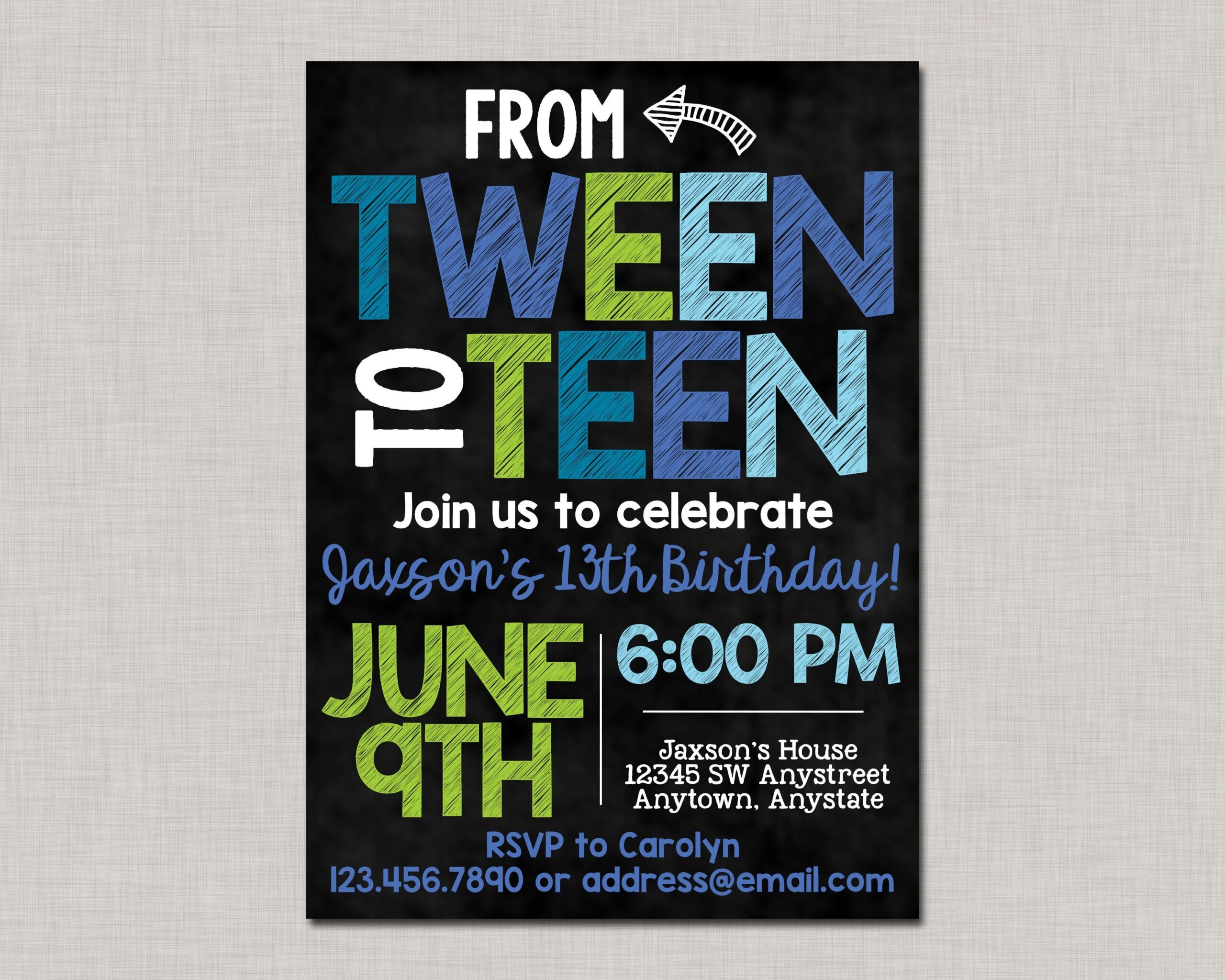 editable 13th birthday invitations templates free
