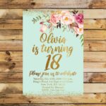 Editable 18th Birthday Invitation Eighteenth Birthday floral Mint