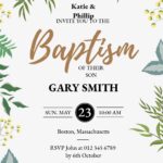 Editable Baptism Invitation Template Greenery Printable 56 OFF