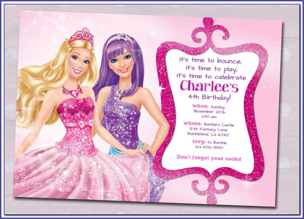 Editable Barbie Birthday Invitations Templates Free Invitations 