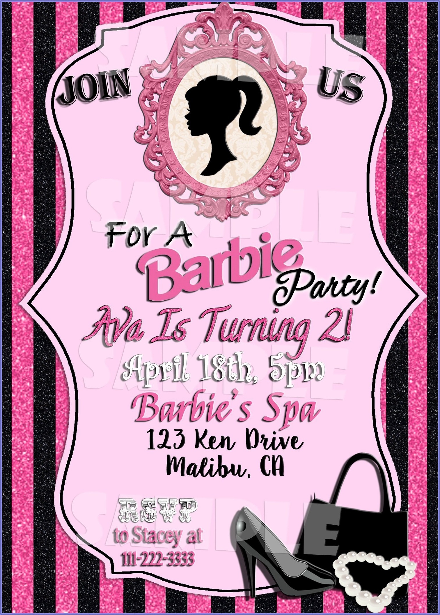 Editable Barbie Birthday Invitations Templates Free Invitations 