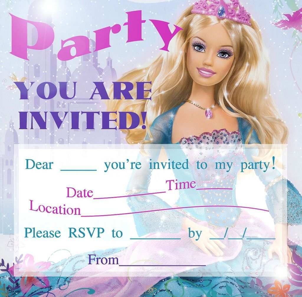 editable barbie invitation template blank