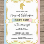 Editable Birthday Invitations Templates Free Of Unicorn Party