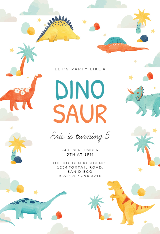 editable dinosaur invitation template free