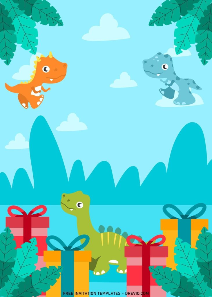 Editable Blank Dinosaur Invitation Template Free