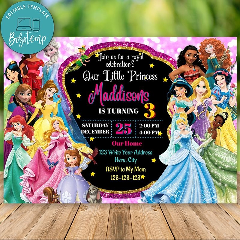 Editable Blank Princess Invitation Template Printable Word Searches