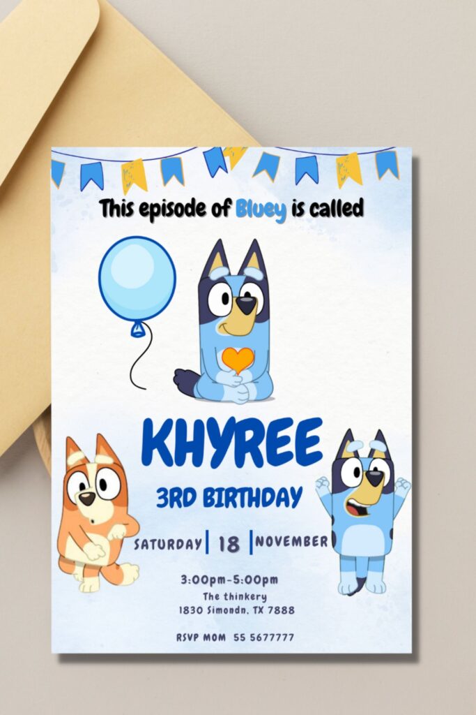 Editable Bluey Birthday Invitation