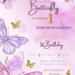 Editable Butterfly Birthday Invitation Template Purple Pink Theme