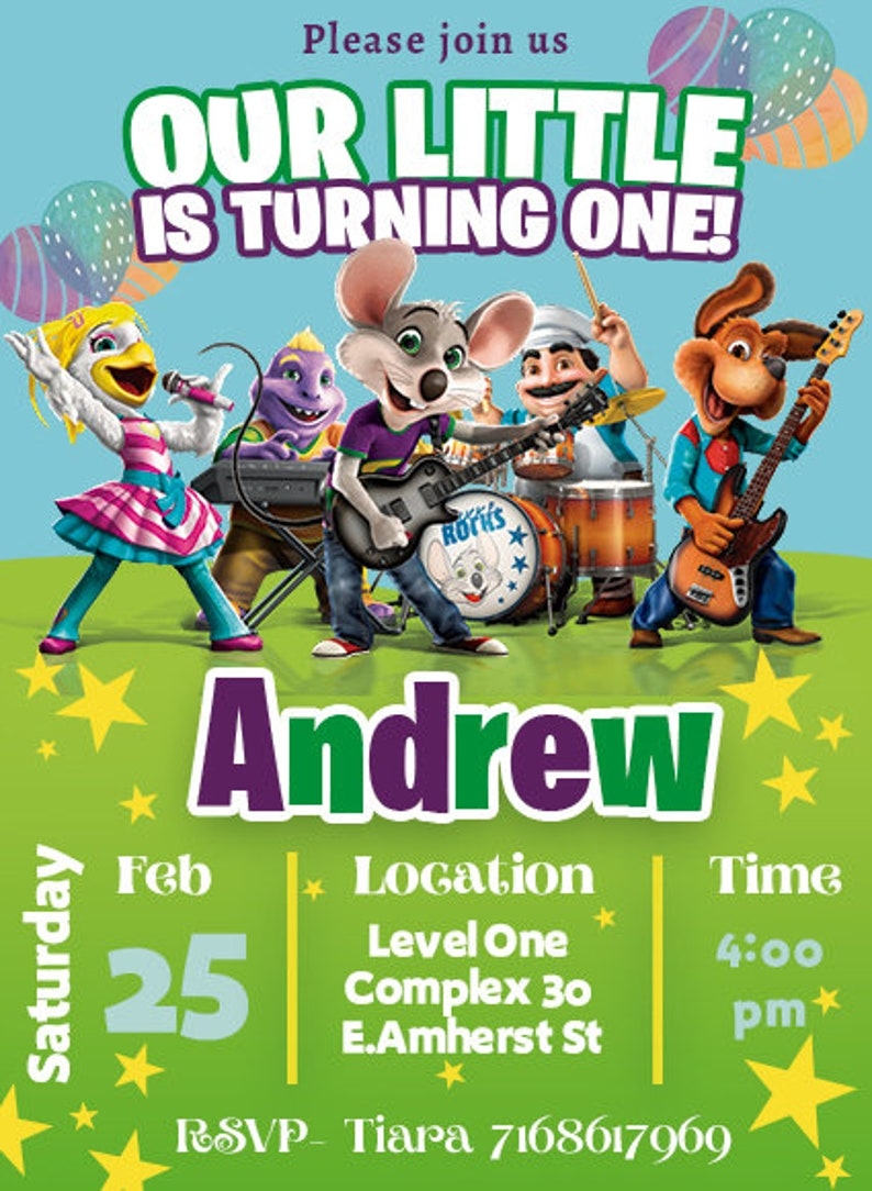 chuck e cheese birthday invitation template