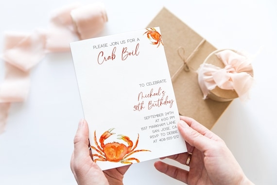 Editable Crab Boil Invitation Template Crab Feast Invite Crab Feed 