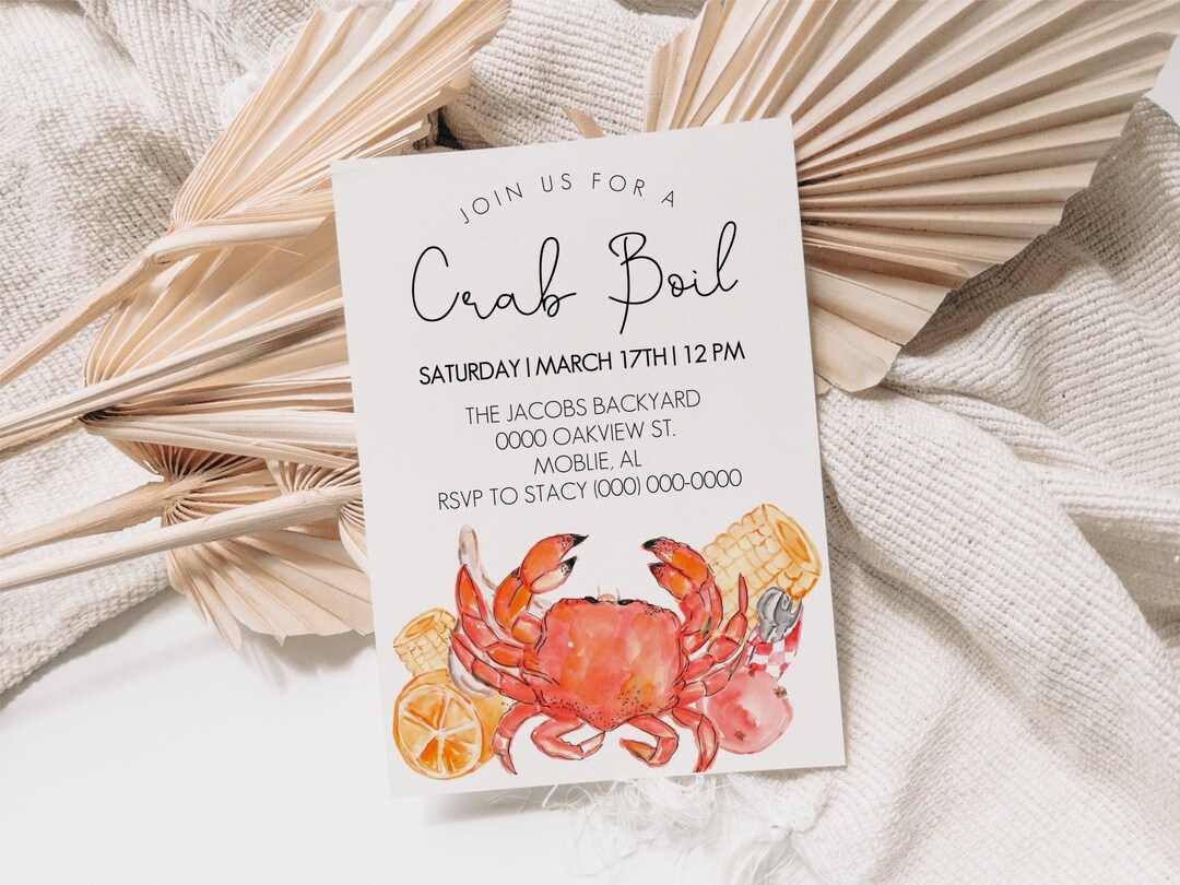 Editable Crab Boil Invitation Template Seafood Boil Digital Download