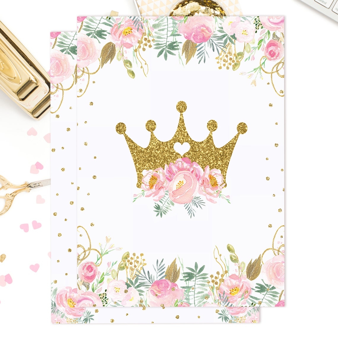 EDITABLE Crown Birthday Invitation Princess Birthday Etsy