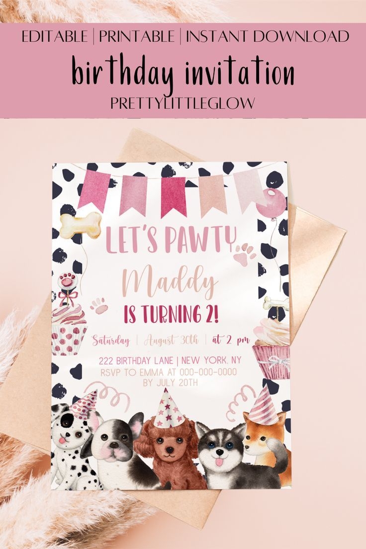 Editable Dog Birthday Party Invitation Template