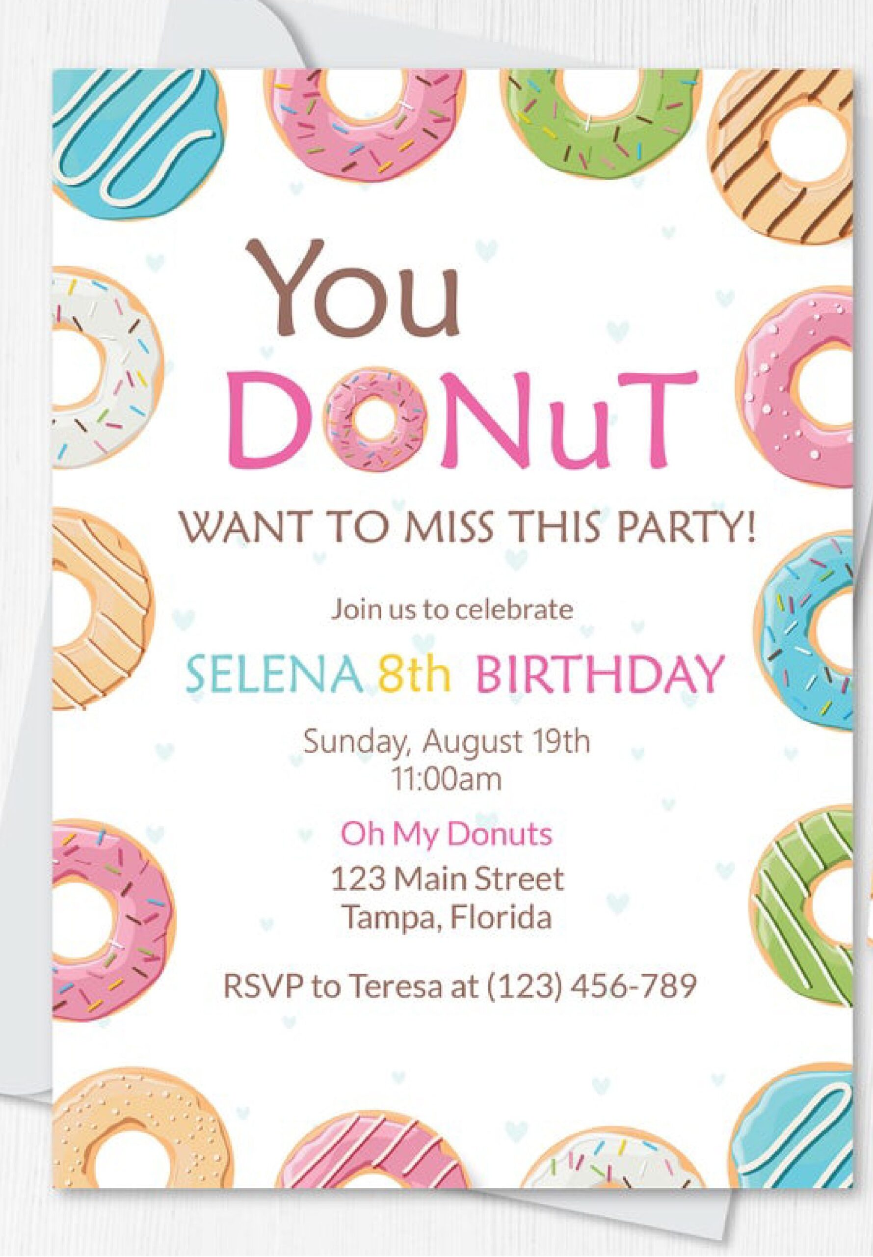 EDITABLE Donut Invitation Donut Birthday Invite Donut Template