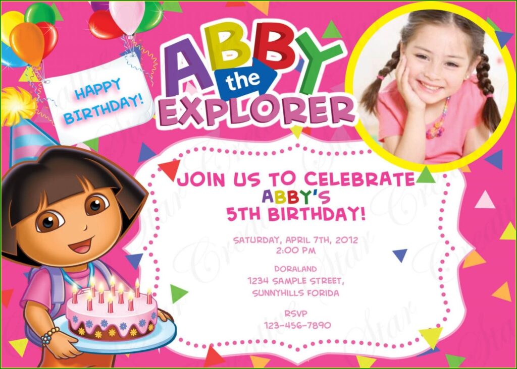 Editable Dora The Explorer Birthday Invitations Templates Free