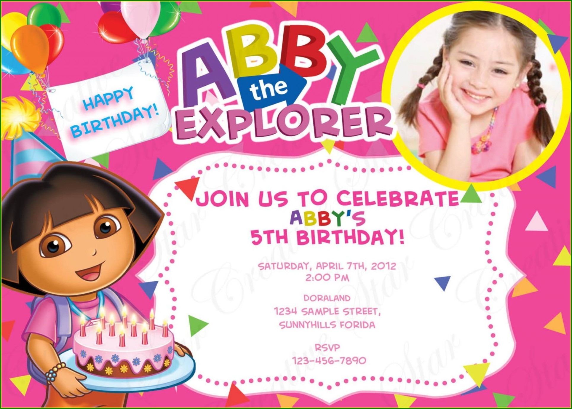 Editable Dora The Explorer Birthday Invitations Templates Free 