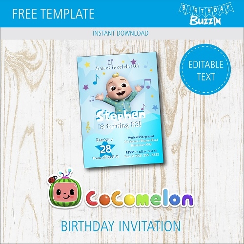 Editable Downloadable Blank Cocomelon Invitation Template Free