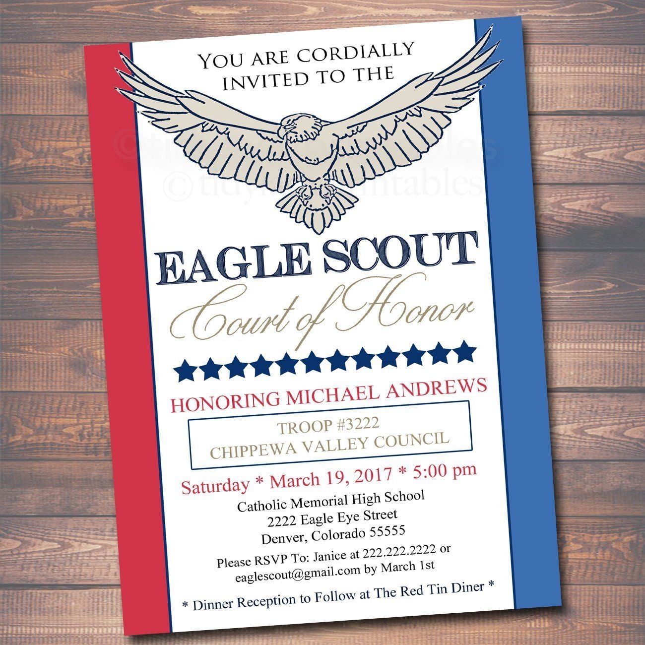 EDITABLE Eagle Scout Court Of Honor Invitation Boy Scout Invitation 