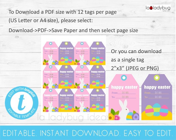 Editable Easter Tags Printable Gift Tags For Easter Editable And
