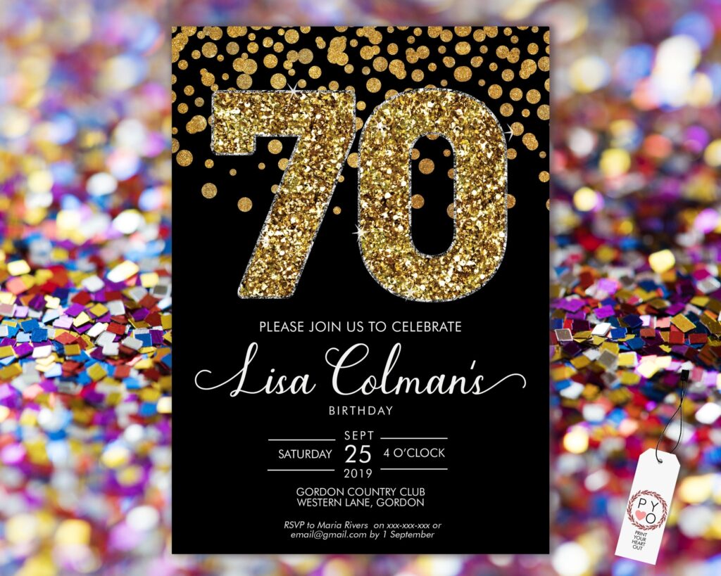 Editable Free Printable 70Th Birthday Invitation Template
