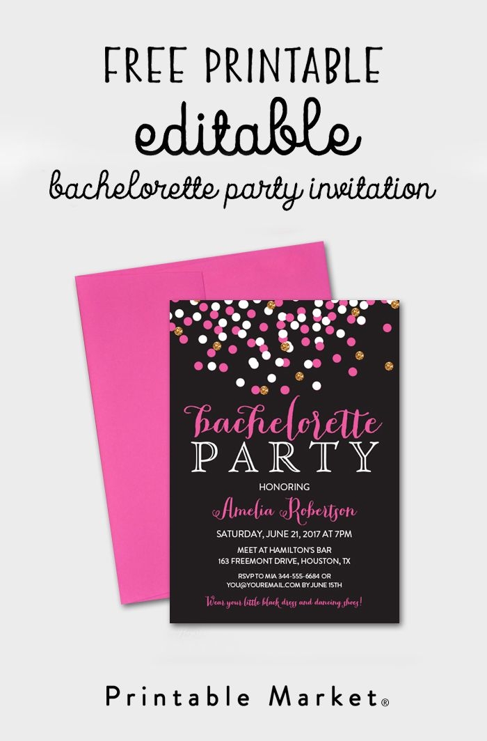Editable Free Printable Bachelorette Party Invitations Template 