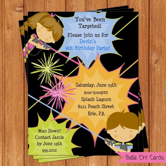 editable free printable laser tag invitation template