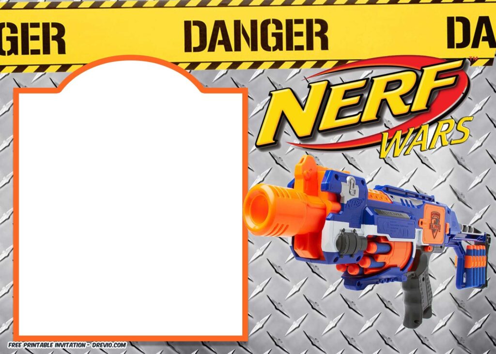Editable Free Printable Nerf Gun Party Invitations Template Free