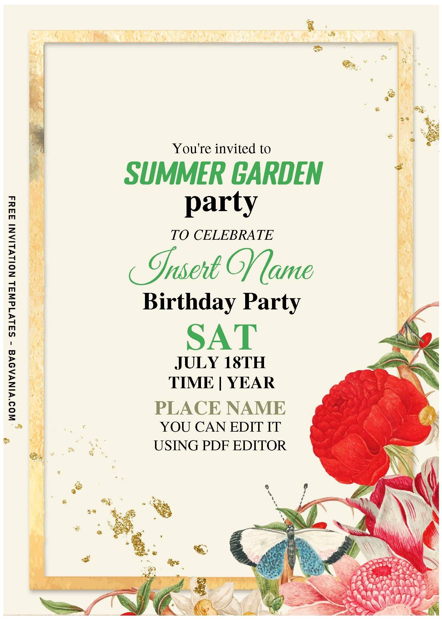 editable garden party invitation template