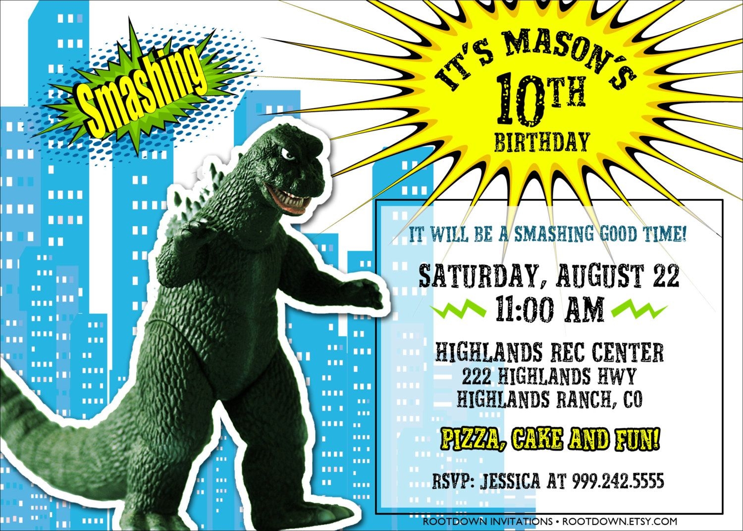 Editable Godzilla Invitations Templates