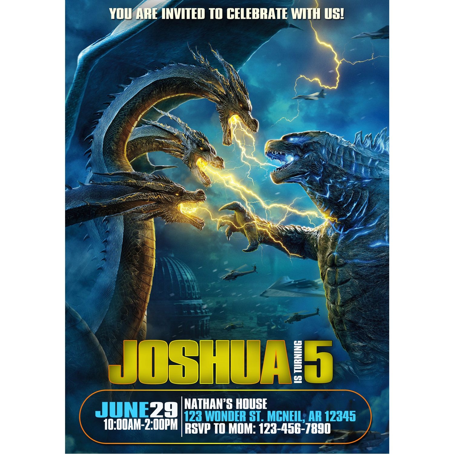 Editable Godzilla Invitations Templates