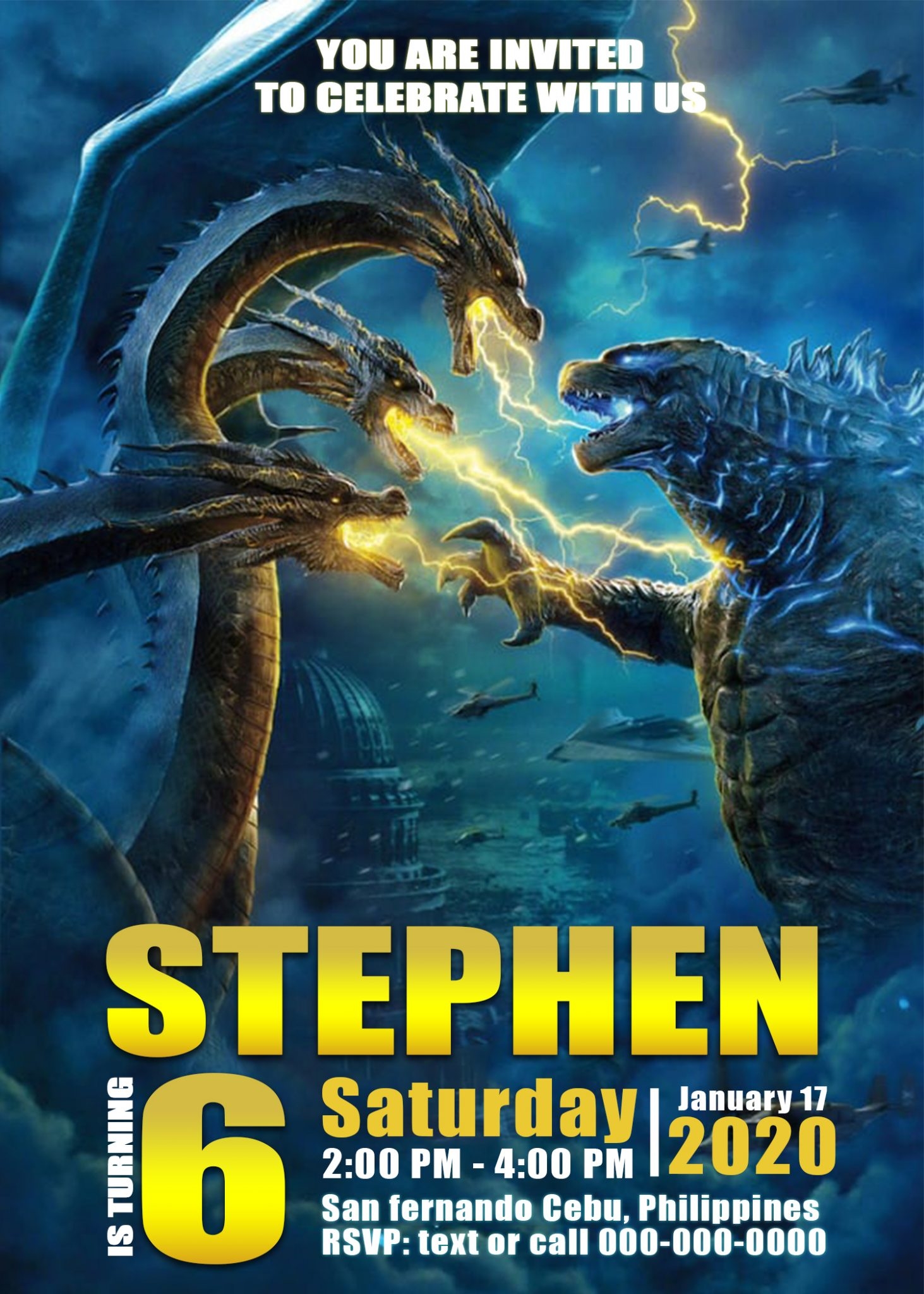 Editable Godzilla Invitations Templates