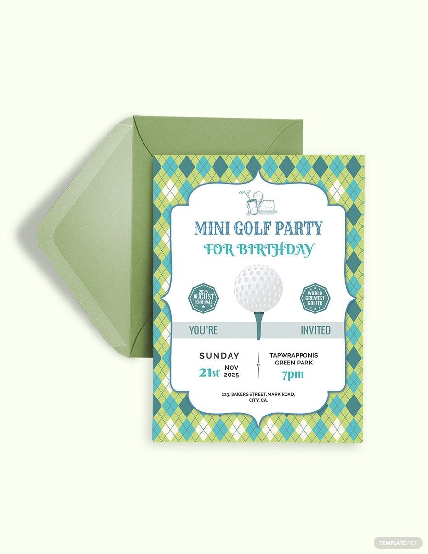 Editable Golf Party Invitation Template PSD Template