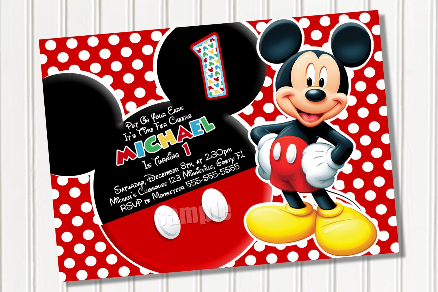 Editable Mickey Mouse 1st Birthday Invitations Template Free 
