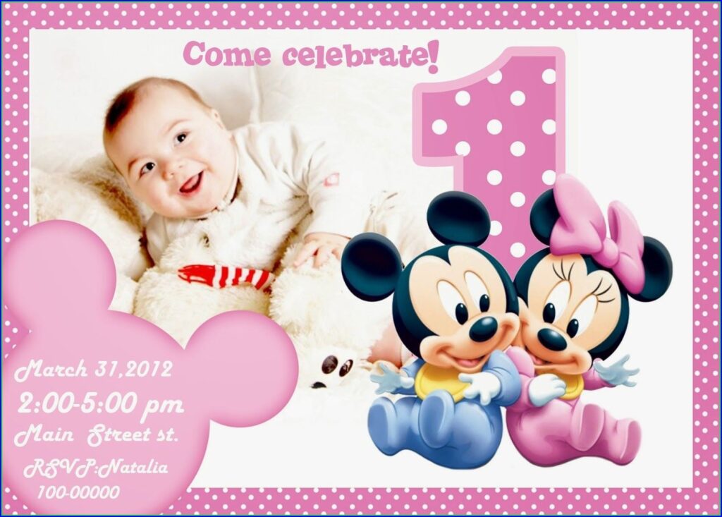 Editable Mickey Mouse 1St Birthday Invitations Template Free
