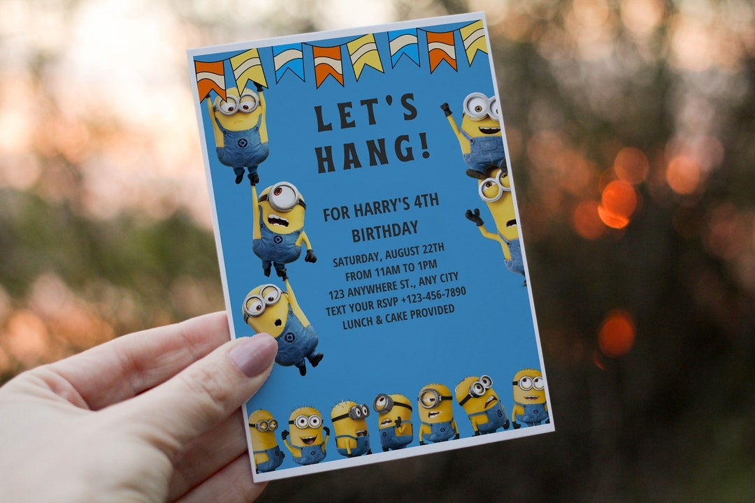 Editable Minions Invitation Template Minions Party Etsy